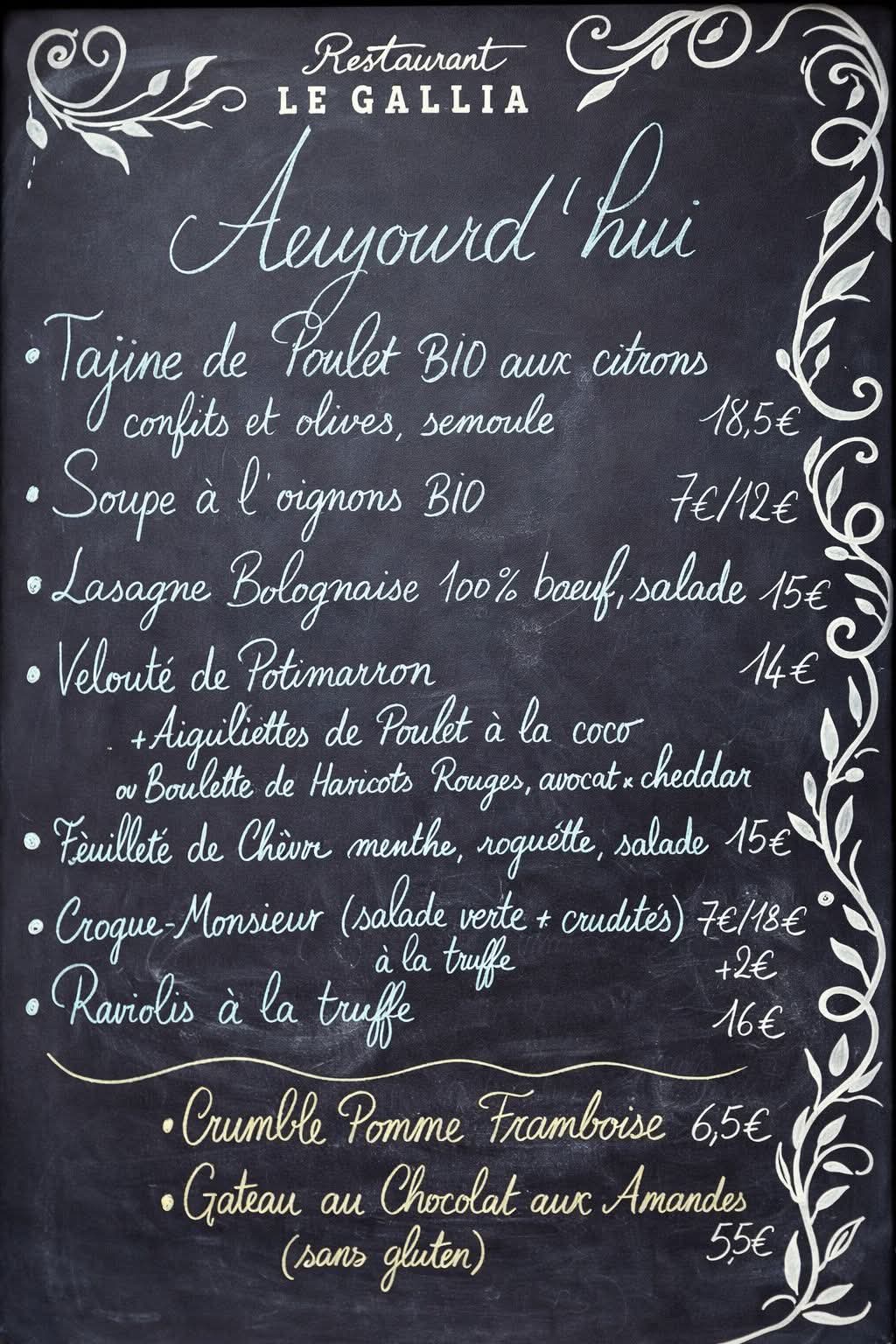 Exemple d'ardoise du jour